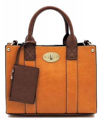 Fashion 3-in-1 Boxy Satchel WU061 MUSTARD